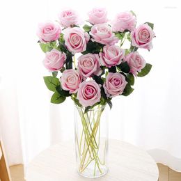 Decorative Flowers 5pcs Artificial Silk Whie Rose Bouquet Home Wedding DIY Decoration Valentine's Day Gift Bride Holding Fake Floral