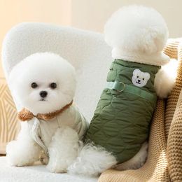 Dog Apparel Pet Warm Down Jacket Winter Soft Clothing Fashion Quilted Coat Small Button Up Shirt Solid Color Clothes