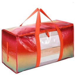 Storage Bags Organiser Bag Bright-colored Pouch Visible Window Moving Day Clothes Quilt Toy Plush Doll Storing