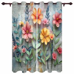 Curtain Flower Spaper Watercolour Gradient Outdoor For Garden Patio Drapes Bedroom Living Room Kitchen Bathroom Window