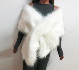 Scarves Lady Plush Faux Fur Shawl Wrap Bridal Wedding Gilet Stole Waistcoat Bolero Shrug Cape Black White Brown Stylish18311988