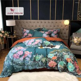 Bedding Sets SlowDream Cotton Set Duvet Cover High Quality Elastic Band Fitted Sheet Bedspread Home Decor Beautiful Flower