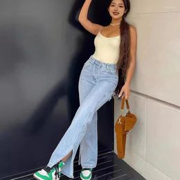 Women's Jeans Slit Flared For Women 2024 Spring And Summer Style High-waisted Slimming Petite Split Straight Pants