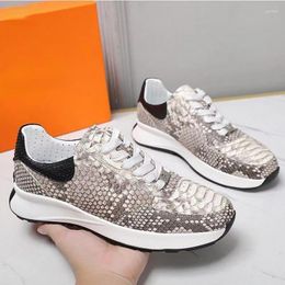 Casual Shoes Snake Skin Sneakers Men's Genuine Leather Soft Lightweight Sports Leisure High-end Luxury Fashion Lace-Up Men