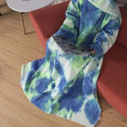 Blankets Woven Warm Thermal Tie Dyed Tv Thick Soft Fleece Polyester Wearable Throw Blanket