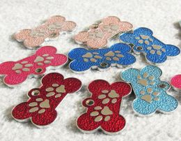 100pcslot Zinc Alloy Bone Pet ID Tags Drip Processed Face Blank Dog Identity Tags Whole7962639