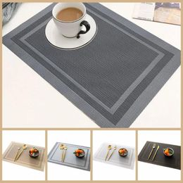 Table Mats Non-Slip Rectangle Placemat Cup Pad Oil Proof Heat Resistant Mat Washable PVC Tableware Household
