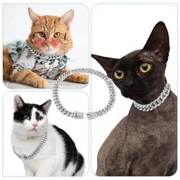 Dog Collars Pet Cuban Chain Collar Wide Sparkling Rhinestones Necklace Choke Small Medium Large Dogs Jewelry Accessories