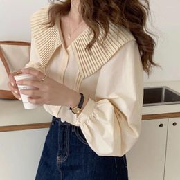 Casual Dresses Vintage Lapel Simple Women Pleated Doll Collar Shirt Loose Suit Material Vest Skirts