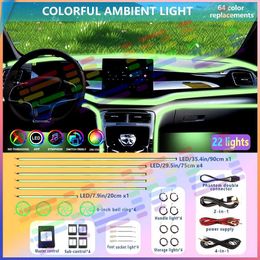 Decorative Lights 22 In 1 Universal Neon Lamp Ambient Light For LED Interior Car Usb Acrylic Guide Fibre Strip Decoration kit Light App Control T240509