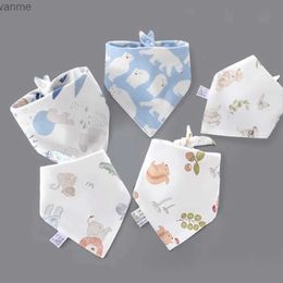 Bibs Burp Cloths 5 pieces/set baby girl bib cotton triangle animal print soft teeth drop salt water towel baby bandana bib newborn item WX