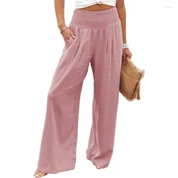 Women's Pants 2024 Spring/Summer Fashion Casual Cotton Wide Leg Solid Color Loose Streetwear