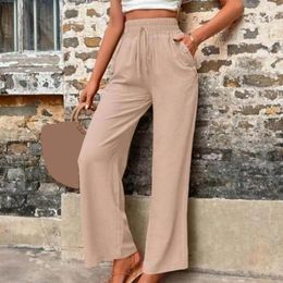 Women's Pants High-waist Stylish High Waist Wide Leg Trousers Breathable Comfortable Ankle Length For A Casual Elegant