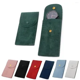 Storage Bags Velvet Snap Watch Bag Flannel Anti-scratch Press Button Short Portable Jewellery Packing Pouch Travel Case