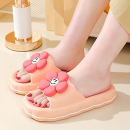 Summer Home Feet Feeling Slippers for Lovers Cute Students Thick soled Home Bathroom Shower Anti slip Durable Slippers