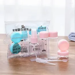 Liquid Soap Dispenser 7pcs/Set Mini Makeup Cosmetic Face Cream Pot Bottles Plastic Transparent Empty Make Up Container Bottle Travel Kit