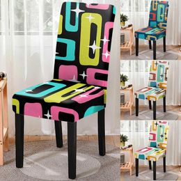 Chair Covers 3D Printed Dining Cover Geometric Print Stretch Dust-proof Office Slipcover Protector Home El Banquet Decor