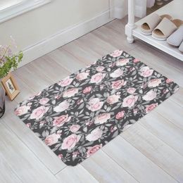 Carpets Flower Rose Pink Kitchen Floor Mat Living Room Decor Carpet Home Hallway Entrance Doormat Balcony Door Anti Slip Rug