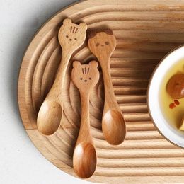 Spoons 2 Piece Set Creative Lovely Mini Panda Squirrel Style Beech Soup Spoon Wooden For Household Meals Kitchen Gadgats