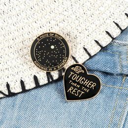 Brooches Suspended Universe Enamel Pin Black Round Rose Heart Lapel Brooch Pins Tougher Than The Rest Badge Punk Jewellery For Women Men