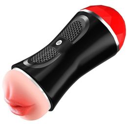 Male Masturbator Cup Vibrator Real Vagina For Men Deep Throat Pussy Mouth Double Adult Endurance Exercise Sex Toys Man6251562