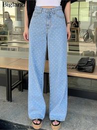 Women's Jeans Summer Long Straight Pant Women Love Polka Dot Print Fashion Casual Ladies Trousers Korean Style Loose Woman Pants