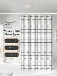 Simple Fashion Plaid Pattern Shower Curtains Thicken Waterproof Mildew for Home Bath Decor Curtain with Hooks 240514