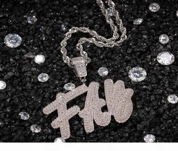 HIP HOP Custom Doublelayer Overlapping Grass Font Pendant Combination Words Name With CZ Tennis Necklaces Zirconia Jewellery CX20071972107
