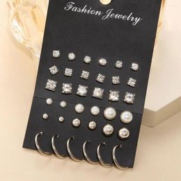 Hoop Earrings Faux Pearl Elegant 18-pair Women's Set With Cubic Zirconia Decor Alloy Hoops For Prom Parties Daily