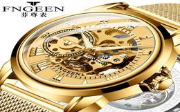 Wristwatches 2021 Selling FNGEEN Fully Automatic Mechanical Watches For Men And Women Steel Mesh Fashion Skeleton Tourbillon Gold 6267527