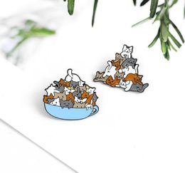 A group of cats cute animals Enamel needle Coffee cup special Brooch cup cartoon lapel pin badge gift for friends who like cats19109545