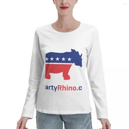 Women's Polos Rhino Party Logo 2024 Long Sleeve T-Shirts Animal Print Shirt White T Shirts Tshirts Woman