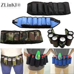 Storage Bags Portable 6-Pack Beer Belt Waist Bag Nylon Wine Bottles Can Holder Beverage Organiser Outdoor Hiking Camping Party Waistband