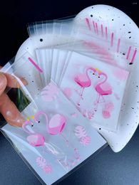 Gift Wrap Cute Pink Flamingo Print Self-sealing Bag Party Square Opp Bags Animal Decorative For Holiday Gifts