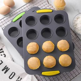 Baking Moulds Food Grade Silicone Round Cookies Mousse Cake Muffin Mould 12 Holes Non-Stick DIY Kitchen Bakeware Tray Tools