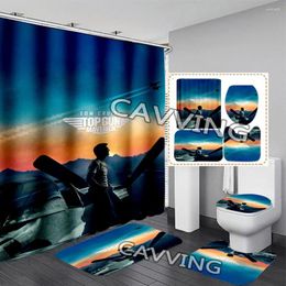 Shower Curtains TOP GUN 3D Waterproof Bathroom Curtain Anti-slip Bath Mat Set Toilet Rugs Carpet Home Decor J02