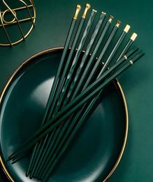 Green Gold Household Japanesestyle Fashion Nonslip Hightemperature Alloy Chopsticks Family One Pair Chopstick Per Persona38305f9085570