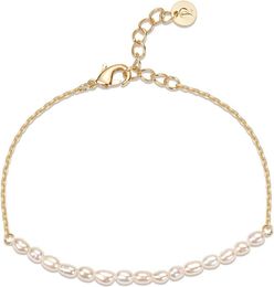 ETS PAVOI GLODSPLATTE PEARL Armband |14K Gold plattiert Süßwasser Aquakultur Perle |Frauenarmband