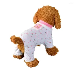 Dog Apparel Cute Strawberry Pyjamas Cotton Jumpsuit Pyjama Chihuahua Yorkie Puppy Clothing Yorkshire Poodle Pomeranian PetOutfit