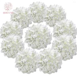 Decorative Flowers 10Pcs Artificial White Hydrangea Head With Stems Wedding Party Decor Real Touch Fake Home Valentine's Ornament Supplies