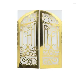 Gift Wrap 5x7inch Luxury Gold Laser Cut Gate Design Housewarming Party Wedding Invitation Card