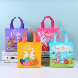 Gift Wrap 4pcs Happy Easter Non Woven Bag Party Reusable Tote With Handles Waterproof Storage Cloth Shopping Egg