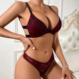 Bras Sets Front buckle bra without sagging small chest push up underwear sexy beauty back thick and thin series breast anti sagging bra Y240513