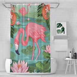 Shower Curtains Lotus Leaf Grove Bathroom Flamingo Boho Waterproof Partition Curtain Designed Home Decor Accessories