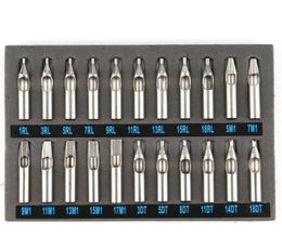 22 Pcslot Quality Pro Stainless Steel Round Tattoo Nozzles Tips Needles Grip Machine Set Drop 6568208