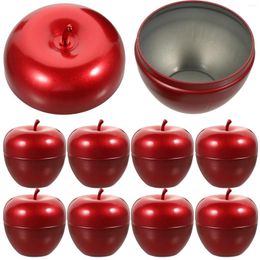 Storage Bottles 10pcs Portable Flower Tea Canisters Apple-design Jars Tinplate Loose Powder Boxes