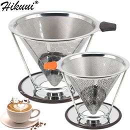 Reusable Coffee Philtre Stainless Steel Double Layer Mesh Basket Brewing Coffee Holder Cone Funnel Dripper Coffee Making Tools 240514