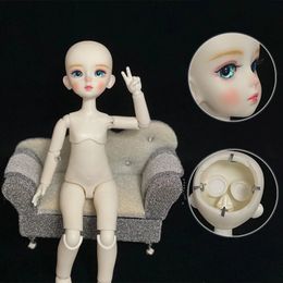 Fashion 1/6 Bjd Doll with Makeup 30CM Doll Mechanical Joint Body Opened Head DIY Doll Kids Girls Doll Toy Gift White Skin 240513