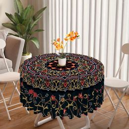 Table Cloth Bohemian Style Retro Totem Print Home Kitchen Restaurant Dustproof Round Tablecloth Outdoor Holiday Party Decoration
