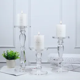 Candle Holders European Transparent Crystal Glass Holder Romantic Wedding Centrepieces Tables Coffee Decor Candelabra Home Decoration